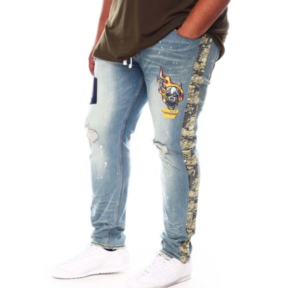 Hustle Gang Whiskey Throttle Spray Paint Jeans. Sz. 34.